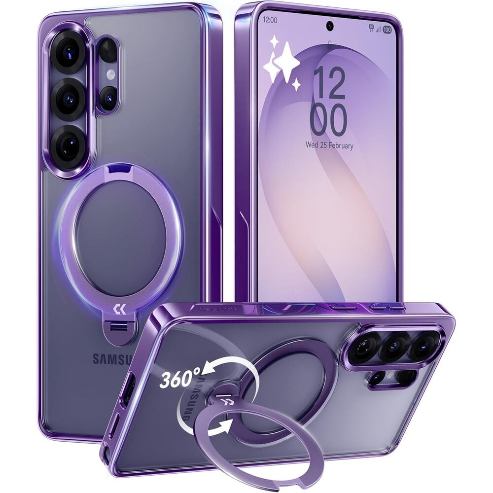 CASEKOO Cobalt Purple Glossy Case for Samsung Galaxy S26 Ultra 360 Spin Magne...